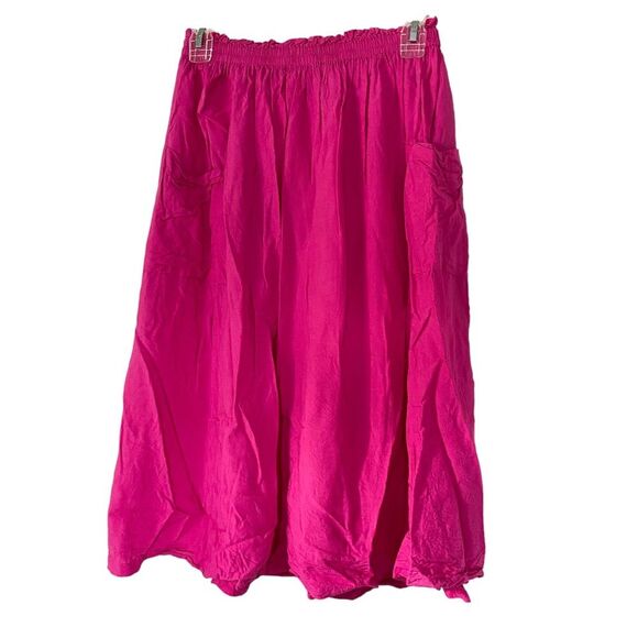 Asos Design Magenta Pink Midi Elastic Waist Casual Skirt Size 4 - Picture 2 of 6